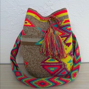 Handwoven Multicolor Wayuu Bucket Bag